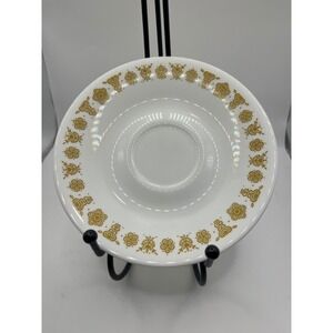 Corelle by Corning Saucer Gold Floral Pattern Milk Glass Replacement Dish‎